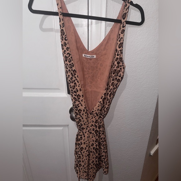 Reformation Anchorage Leopard Mini Wrap Dress Small Animal Print - Picture 5 of 8
